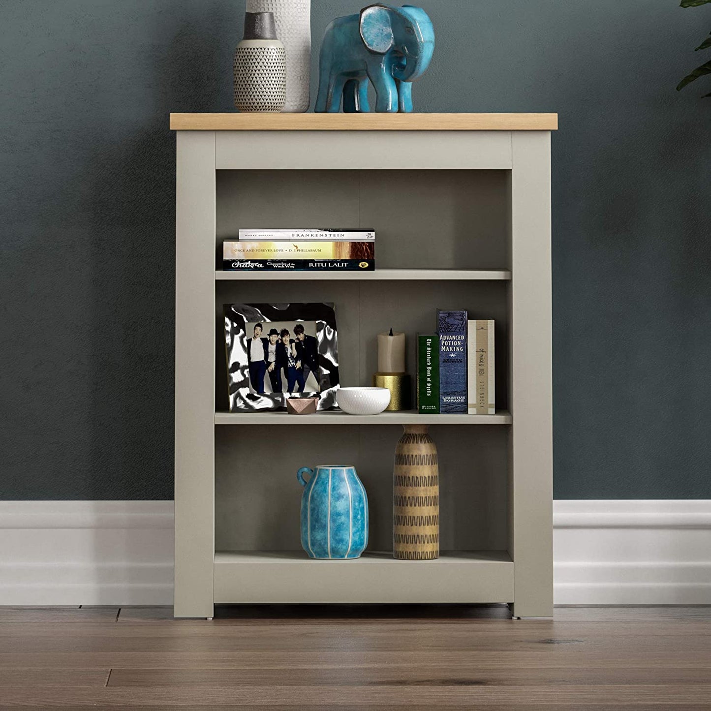 3 Tier Bookcase Modern Display Shelves Storage Grey