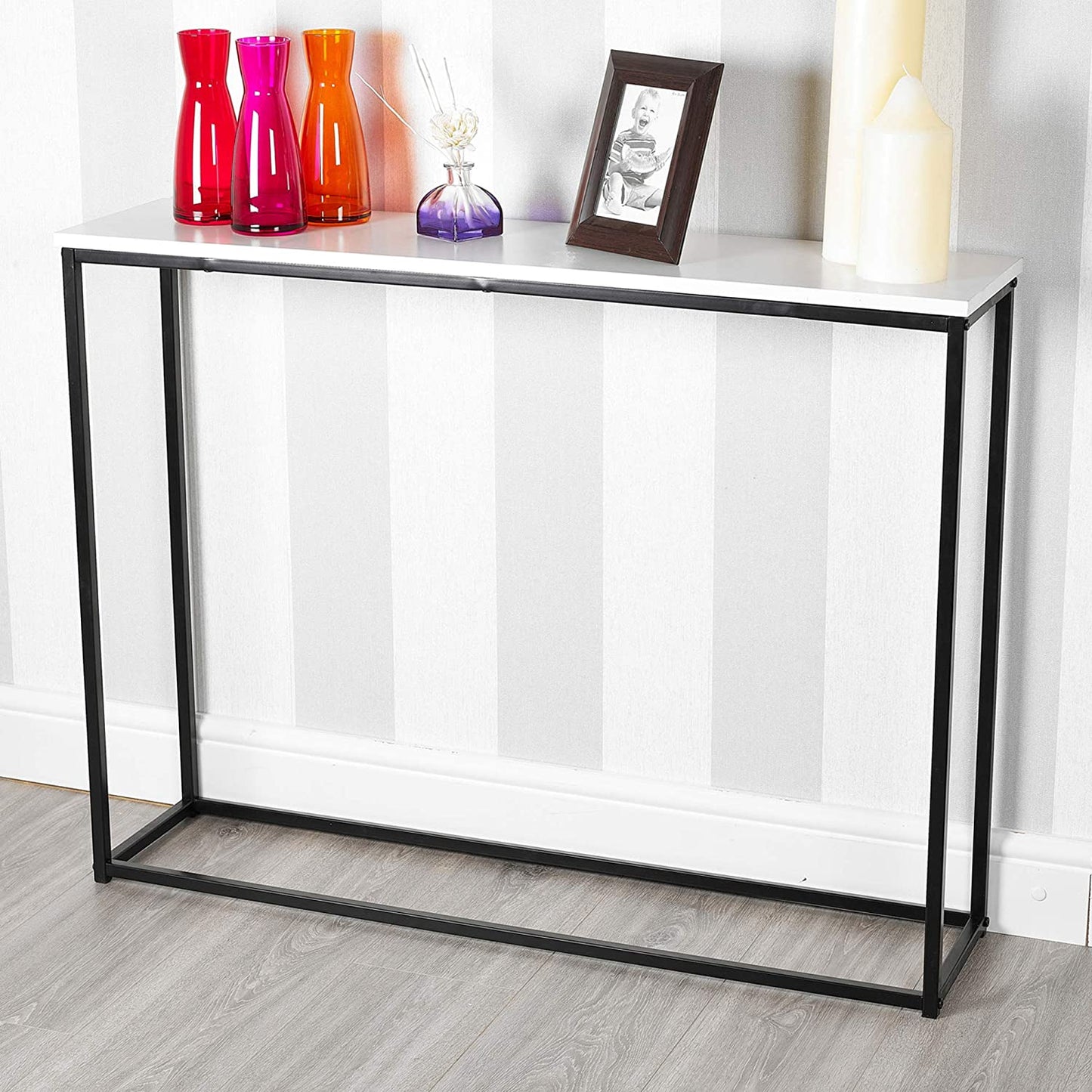 💥Wooden Hallway Console Table with Metal Legs (White)💥