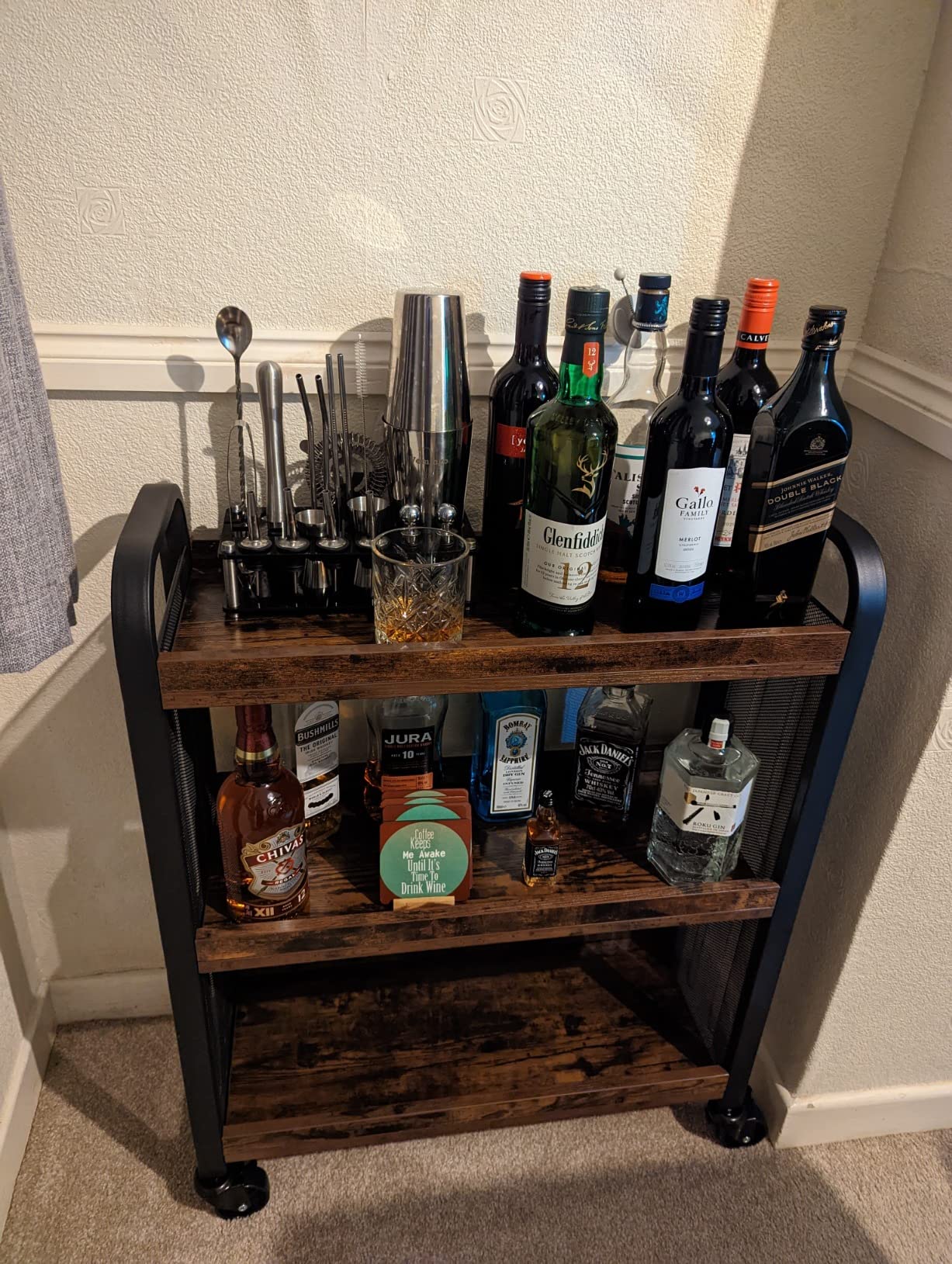 NEW Kitchen Trolley Rolling Cart Serving Trolley with Universal Castors Levelling Feet