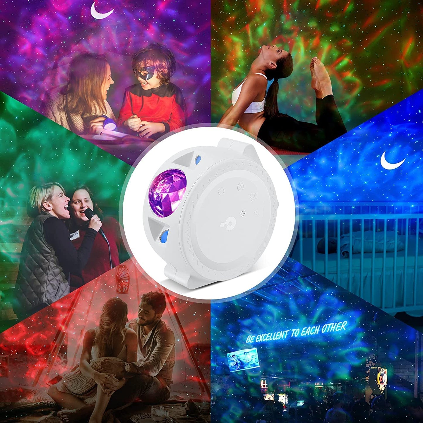 3 in 1 Galaxy Projector Night Light w/ Touch Control & Voice Control