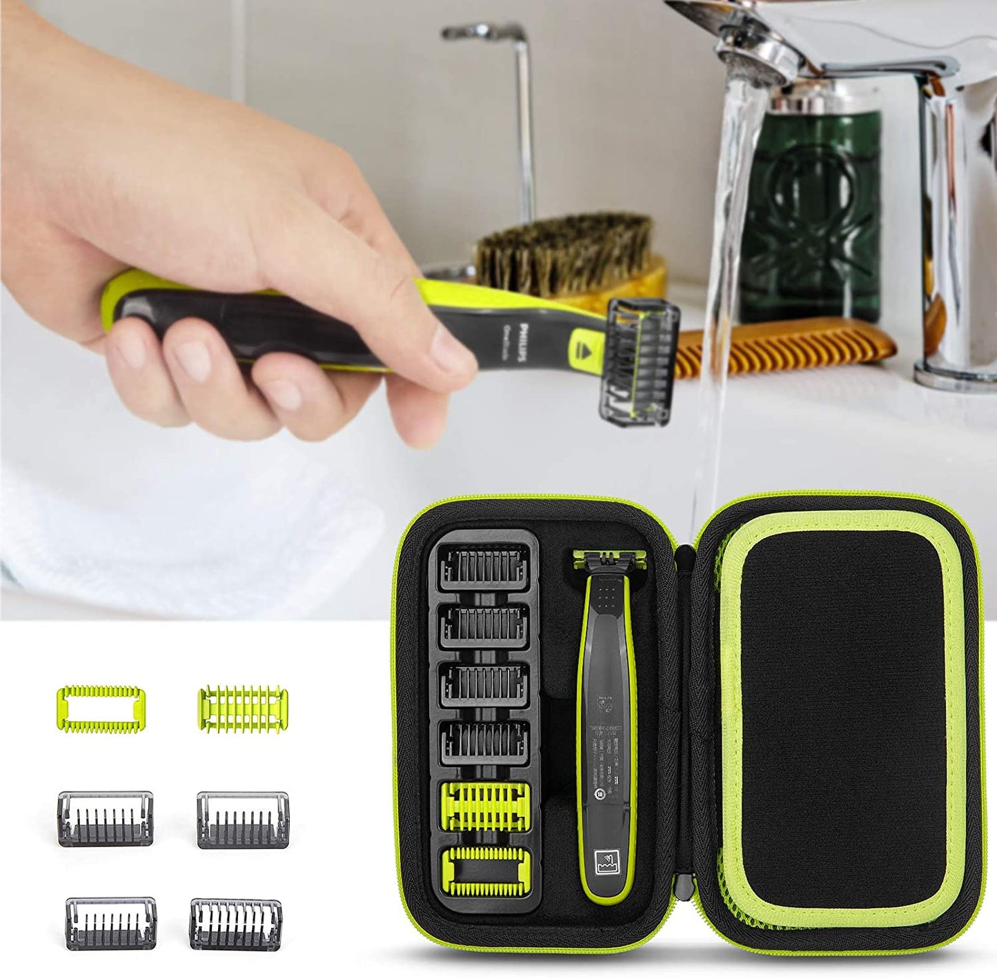 Guide Comb Attachments for Philips One Blade & OneBlade Pro QP2520 QP2530 QP2620 QP2630 QP6510 QP6520 Body Skin Face Hair Clippers Beard Trimmer Replacemen Kit Guards (6pc)