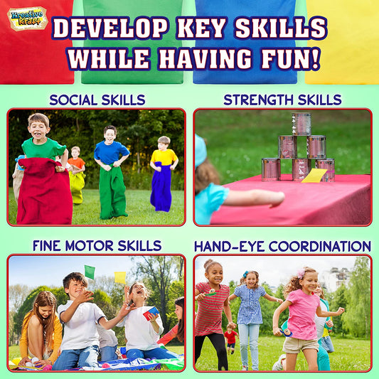 Sports Day Kit Ring Toss Game Cones Bean Bags Throwing Egg & Spoon Race Sack Race Outdoor Games
