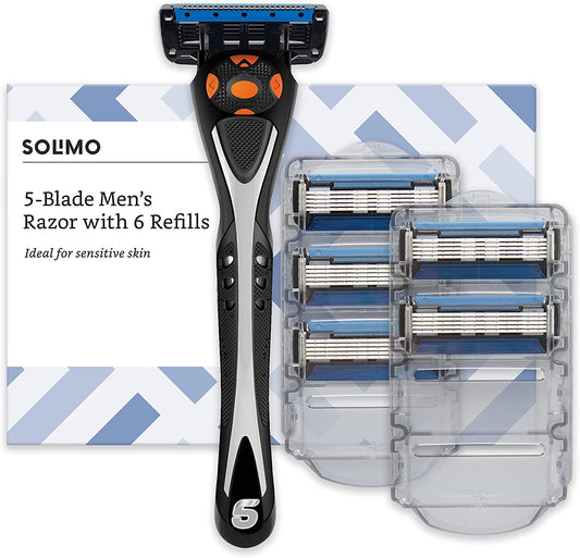 Solimo Male 5 blade men's razor with 6 refills