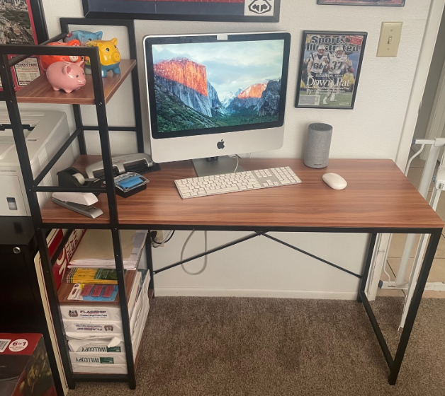 4 Tier Computer Desk, Computer Desk with Bookshelf, Computer PC Laptop Table