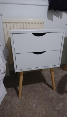 Simple Modern Bedside Table 2 Drawers Nightstand End Table Bedroom Furniture