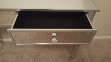 Glass Dressing Table Mirrored Make-up Desk 2 Drawers Full Mirrored Desktop