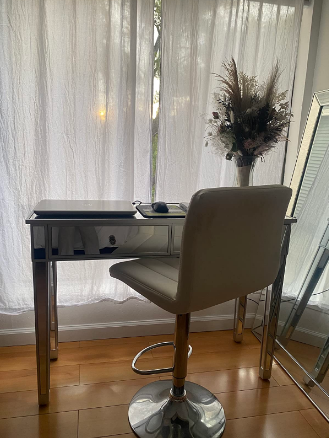 Glass Dressing Table Mirrored Make-up Desk 2 Drawers Full Mirrored Desktop