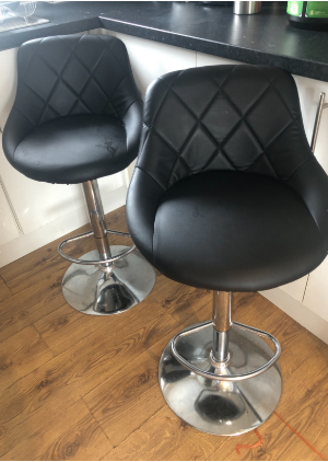 2x Bar Stool Faux Leather Adjustable Swivel Breakfast Dining Chair Stools