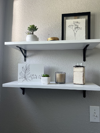 2Pcs Wood Floating Shelf Wall Mounted Hanging Rack Display Storage Shelves White