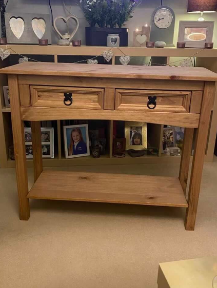 💥SALE💥Corona Console Table, 2 Drawer With Shelf, Solid Pine Wood