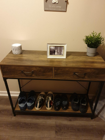 Console Table, 2 Drawers with Handles and Storage Shelf Side Table