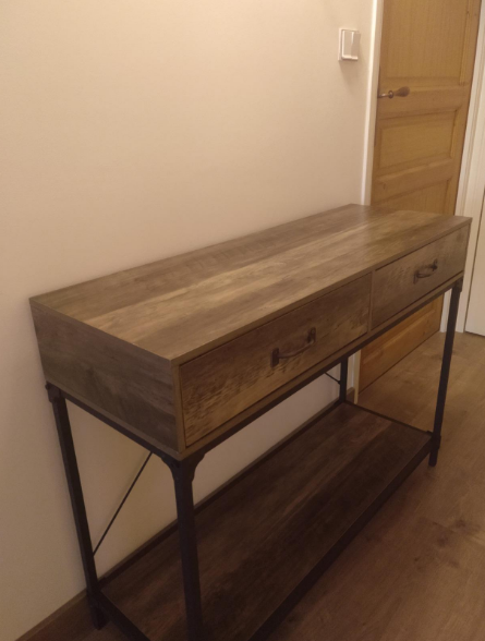 Console Table, 2 Drawers with Handles and Storage Shelf Side Table
