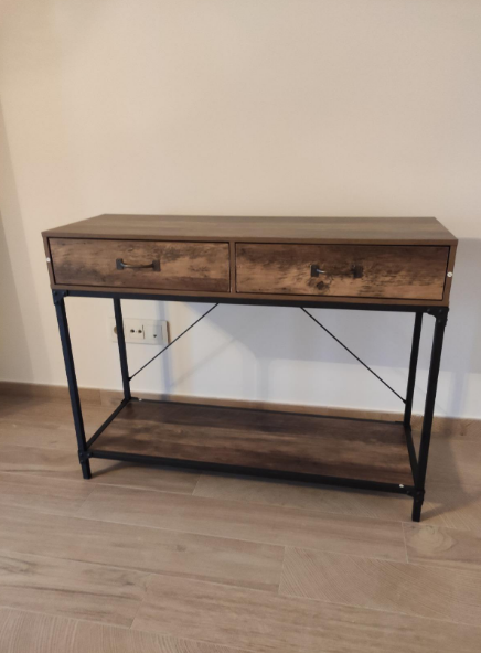 Console Table, 2 Drawers with Handles and Storage Shelf Side Table
