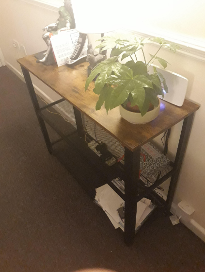Industrial Console Table, Narrow Side Table, Rustic Brown Hallway Sofa Table with 2 Mesh Shelves