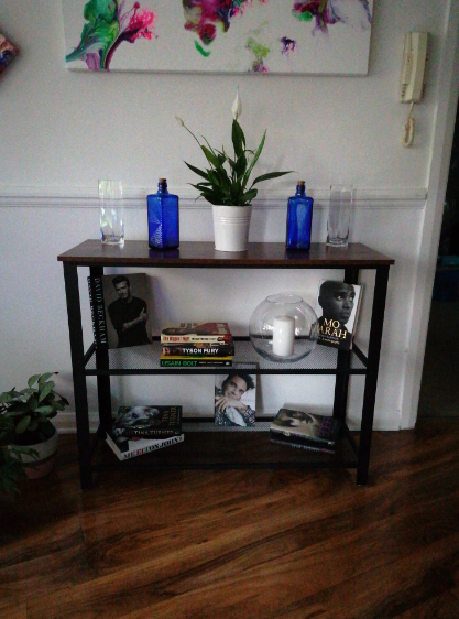 Industrial Console Table, Narrow Side Table, Rustic Brown Hallway Sofa Table with 2 Mesh Shelves
