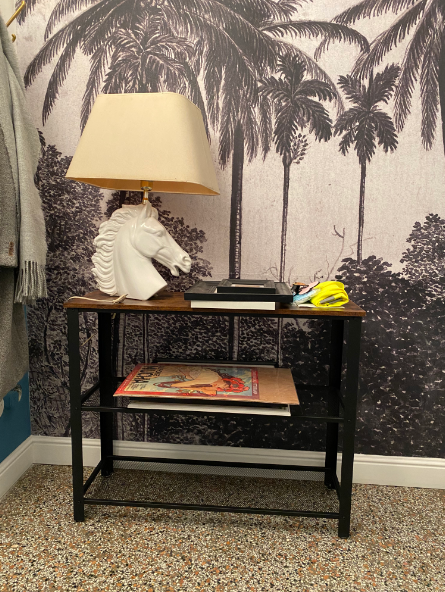 Industrial Console Table, Narrow Side Table, Rustic Brown Hallway Sofa Table with 2 Mesh Shelves