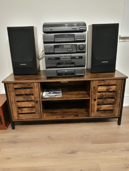 TV Stand Console Unit with Shelves, Cabinet with Storage, Rustic Brown