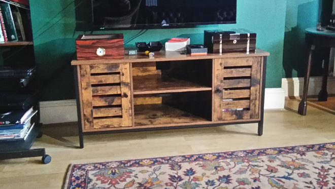 TV Stand Console Unit with Shelves, Cabinet with Storage, Rustic Brown