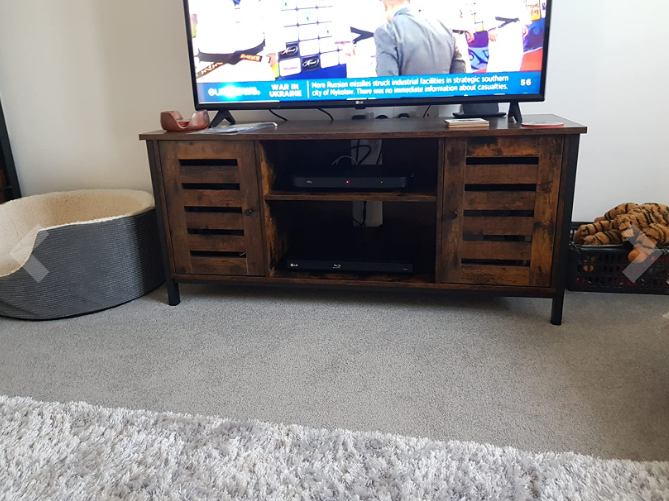 TV Stand Console Unit with Shelves, Cabinet with Storage, Rustic Brown