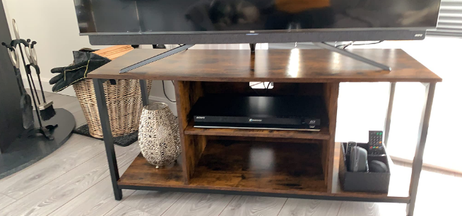 TV Stand for TV up to 50 Inches, TV Cabinet with Open Shelves, TV Console Rustic Brown