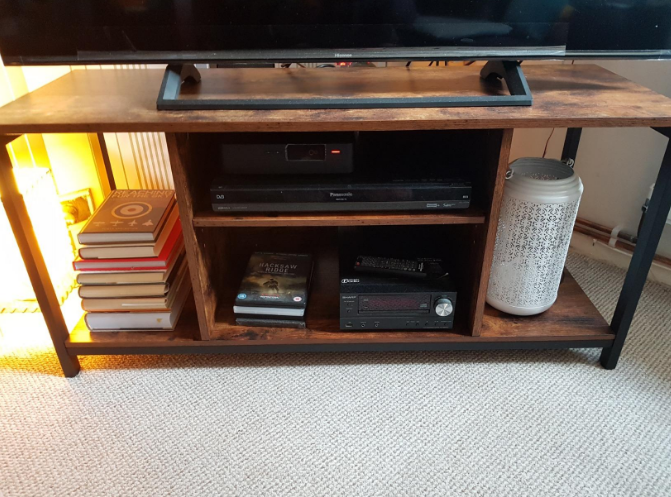 TV Stand for TV up to 50 Inches, TV Cabinet with Open Shelves, TV Console Rustic Brown