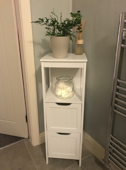 Bathroom Floor Cabinet with 2 Drawers, Modern Wooden Storage Unit, White