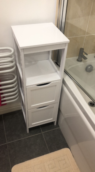 Bathroom Floor Cabinet with 2 Drawers, Modern Wooden Storage Unit, White