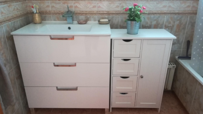 Bathroom Floor Storage Cabinet, Wooden Storage Unit with 4 Drawers, White