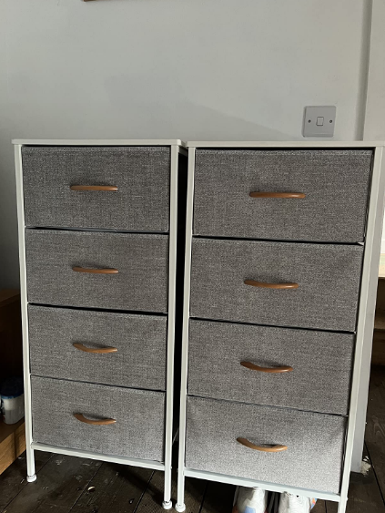 3 Drawers Fabric Storage Dresser Organizer Unit, Closet Organizer Furniture with Metal Frame
