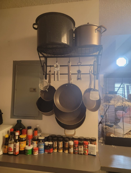 Pot Pan Rack Wall Mounted for Kitchen Hanging with 10 Hooks, Stainless Steel, Matte Black