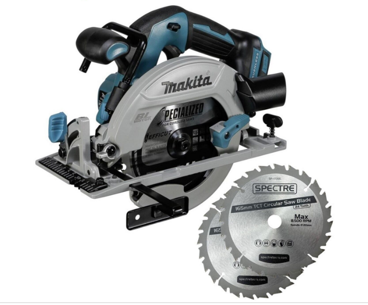 Makita DHS680Z 18v Lithium Brushless Circular Saw 165mm Bare + 2 Extra Blades