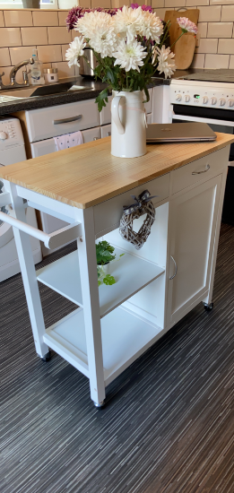 💥FREE SHIPPING💥 Kitchen Storage Trolley Cart Cupboard Shelves Cabinet Island w/ Drawers