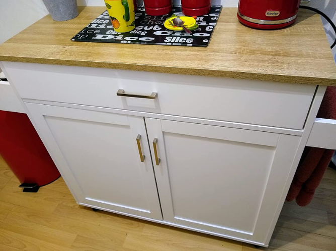 💥FREE SHIPPING💥 Rolling Kitchen Island w/ Adjustable Shelf & Large Drawer Cupboard Cabinet Cart
