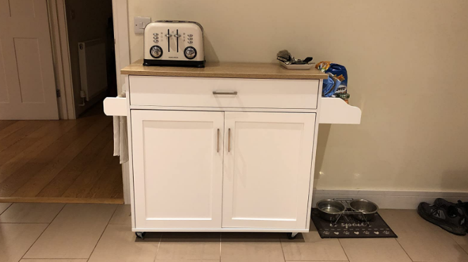 💥FREE SHIPPING💥 Rolling Kitchen Island w/ Adjustable Shelf & Large Drawer Cupboard Cabinet Cart