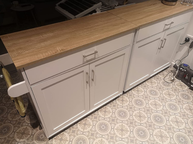 💥FREE SHIPPING💥 Rolling Kitchen Island w/ Adjustable Shelf & Large Drawer Cupboard Cabinet Cart
