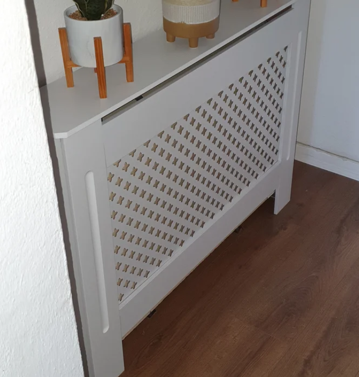 💥SALE💥Medium Radiator Cover Wall Cabinet Criss Cross Grill Traditional Wood MDF Shelf
