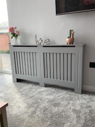 💥SALE💥Large Radiator Cover Wall Cabinet MDF Wood Furniture Vertical Grill Grey Modern