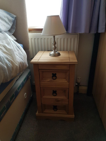 Corona 3 Drawer Bedside, End Table, Side Table - Brown