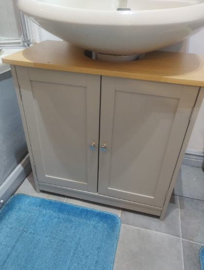 💥SALE💥Grey Under Sink Pedestal Cabinet Cupboard Bathroom Storage Unit with 2 Doors