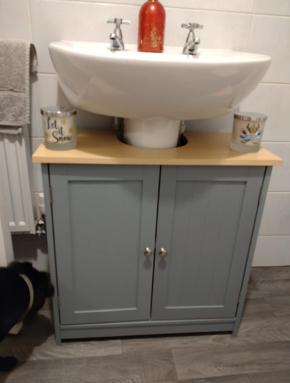 💥SALE💥Grey Under Sink Pedestal Cabinet Cupboard Bathroom Storage Unit with 2 Doors