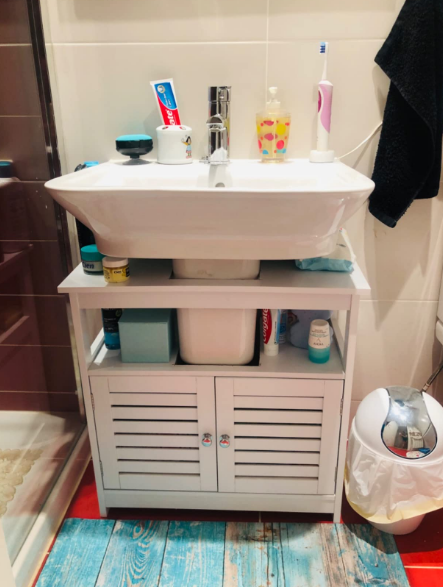 Under Sink Storage Bathroom Cabinet Cupboards Basin Unit with Extra Storage Shelf White