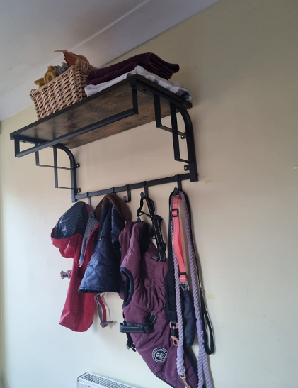 Rack Wall-Mounted with 5 Hook, Hanging Rail, Versatile for Entryway