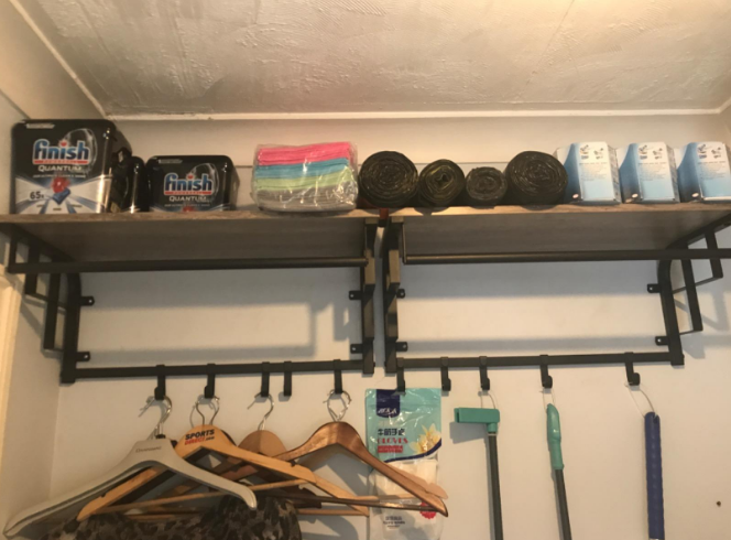 Rack Wall-Mounted with 5 Hook, Hanging Rail, Versatile for Entryway