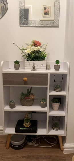 Sideboard Storage Bookcase Freestanding Drawer and 6 Shelves, White