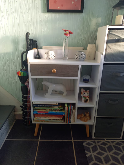 Sideboard Storage Bookcase Freestanding Drawer and 6 Shelves, White