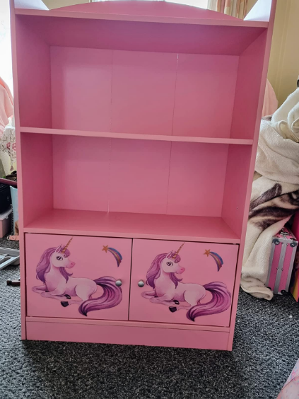 Bookcases, Storage with Cabinet, Wood, Pink/ Blue, one size