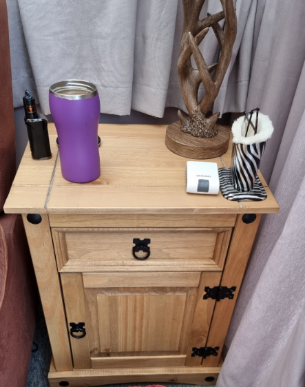 Corona Bedside Cabinet, 1 Drawer 1 Door, Solid Pine Wood