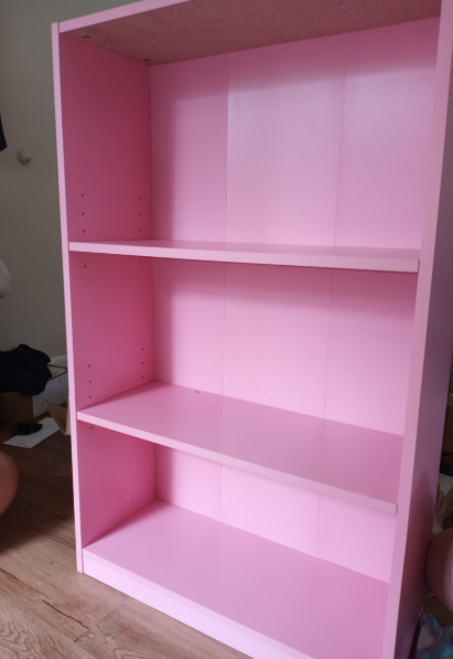 3-Tier Adjustable Shelf Bookcase, Pink/White/Black