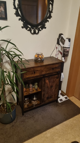Storage Cabinet, Sideboard and TV Cabinet, Cabinet with 1 Drawer and Sliding Barn Door