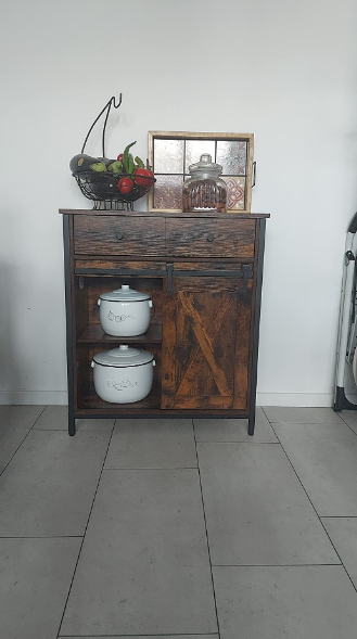Storage Cabinet, Sideboard and TV Cabinet, Cabinet with 1 Drawer and Sliding Barn Door